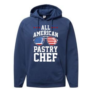 Allamerican Pastry Chef 4th Of July Patriotic American Flag Gift Performance Fleece Hoodie