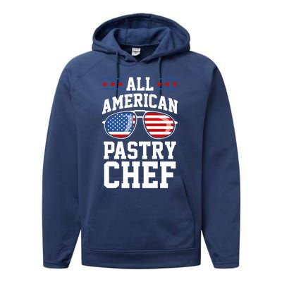 Allamerican Pastry Chef 4th Of July Patriotic American Flag Gift Performance Fleece Hoodie