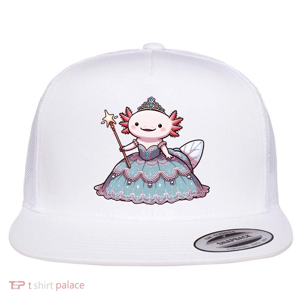 Axolotl Princess Cute Animal Women Girl Flat Bill Trucker Hat
