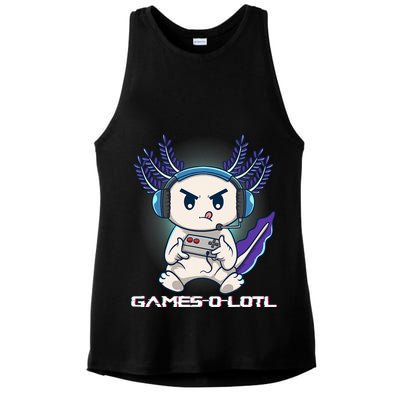 Axolotl Playing Console Video Games Gamesolotl Gaming Ladies PosiCharge Tri-Blend Wicking Tank
