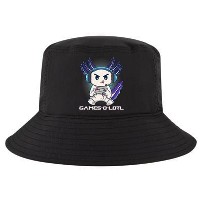 Axolotl Playing Console Video Games Gamesolotl Gaming Cool Comfort Performance Bucket Hat