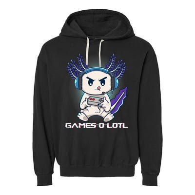 Axolotl Playing Console Video Games Gamesolotl Gaming Garment-Dyed Fleece Hoodie