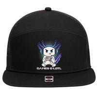 Axolotl Playing Console Video Games Gamesolotl Gaming 7 Panel Mesh Trucker Snapback Hat