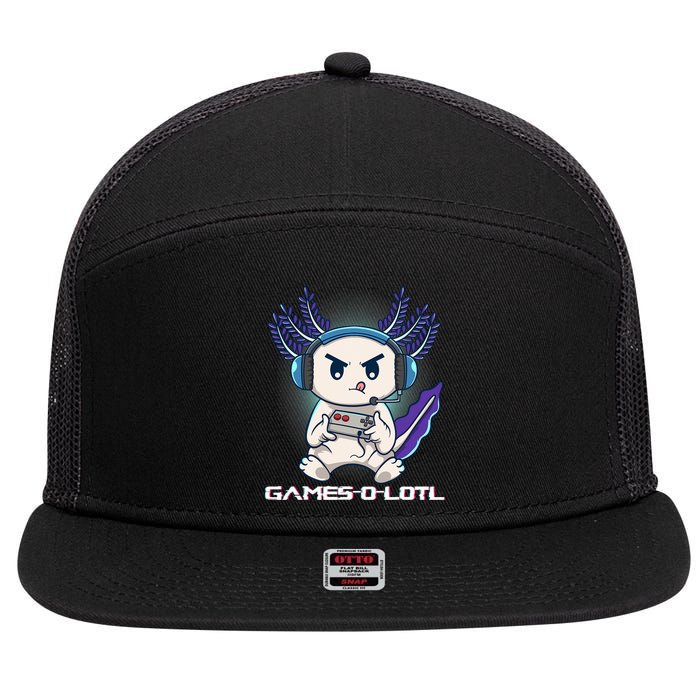 Axolotl Playing Console Video Games Gamesolotl Gaming 7 Panel Mesh Trucker Snapback Hat