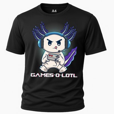 Axolotl Playing Console Video Games Gamesolotl Gaming Cooling Performance Crew T-Shirt