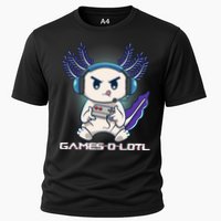 Axolotl Playing Console Video Games Gamesolotl Gaming Cooling Performance Crew T-Shirt