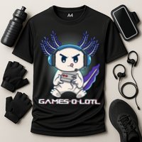 Axolotl Playing Console Video Games Gamesolotl Gaming Cooling Performance Crew T-Shirt