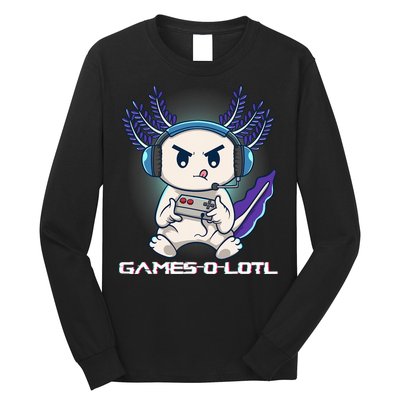 Axolotl Playing Console Video Games Gamesolotl Gaming Long Sleeve Shirt