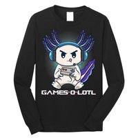 Axolotl Playing Console Video Games Gamesolotl Gaming Long Sleeve Shirt