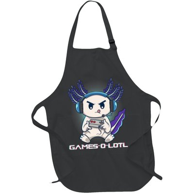 Axolotl Playing Console Video Games Gamesolotl Gaming Full-Length Apron With Pockets