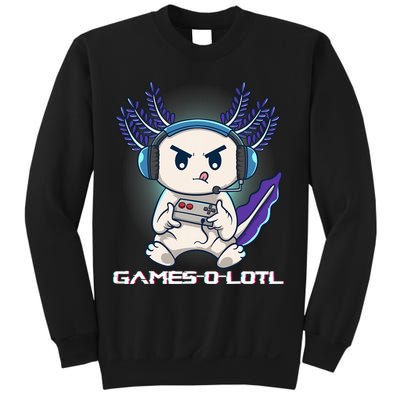Axolotl Playing Console Video Games Gamesolotl Gaming Sweatshirt