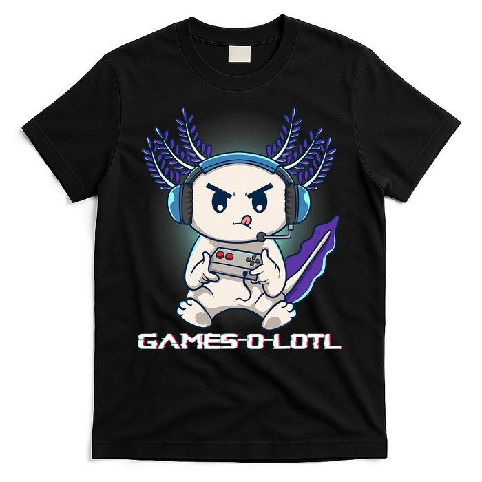 Axolotl Playing Console Video Games Gamesolotl Gaming T-Shirt