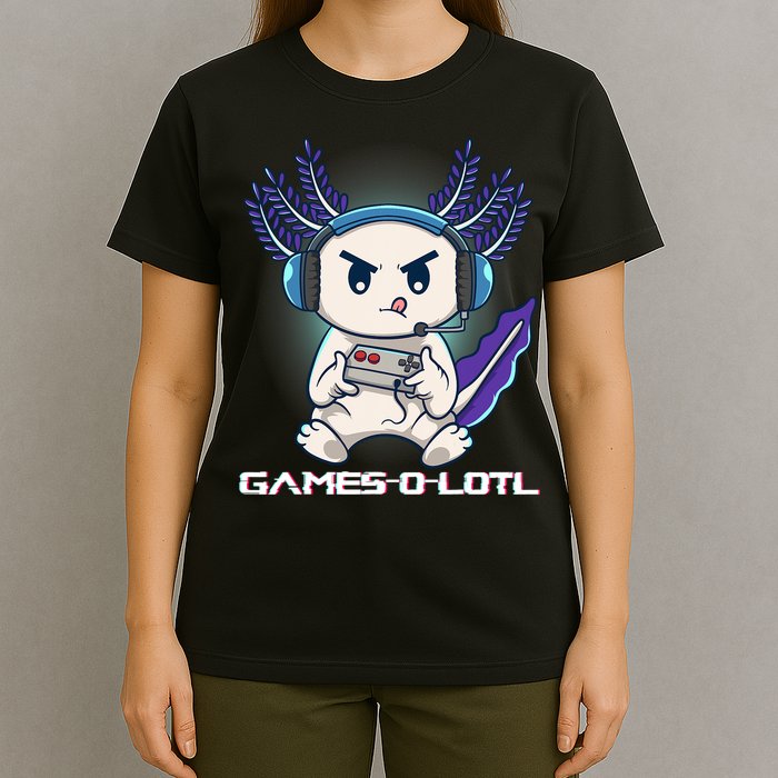 Axolotl Playing Console Video Games Gamesolotl Gaming T-Shirt