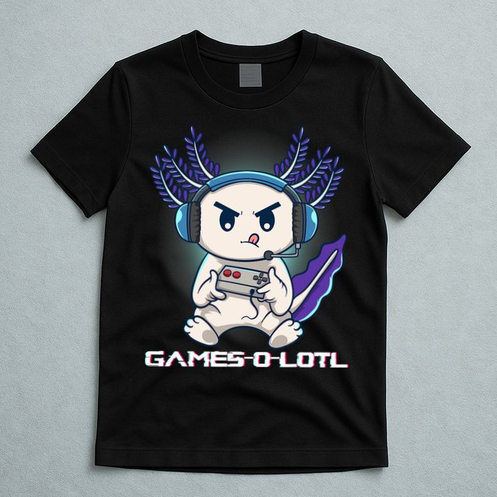 Axolotl Playing Console Video Games Gamesolotl Gaming T-Shirt