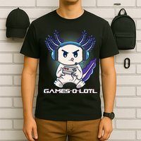 Axolotl Playing Console Video Games Gamesolotl Gaming T-Shirt