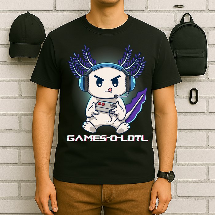 Axolotl Playing Console Video Games Gamesolotl Gaming T-Shirt