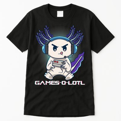 Axolotl Playing Console Video Games Gamesolotl Gaming Tall T-Shirt