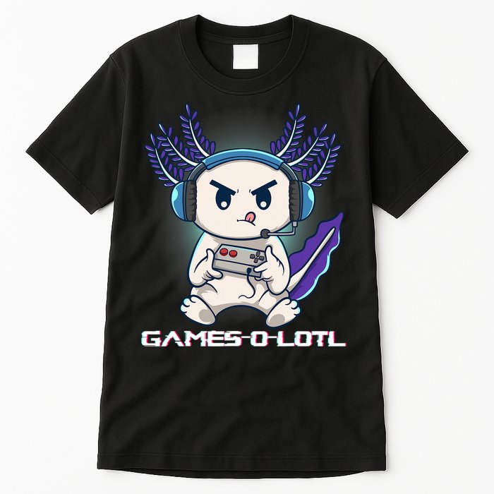 Axolotl Playing Console Video Games Gamesolotl Gaming Tall T-Shirt