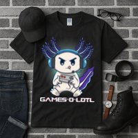 Axolotl Playing Console Video Games Gamesolotl Gaming Tall T-Shirt
