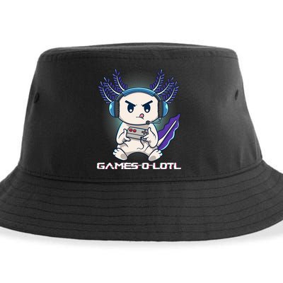 Axolotl Playing Console Video Games Gamesolotl Gaming Sustainable Bucket Hat