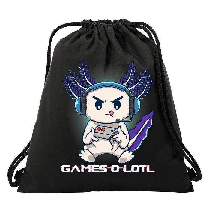 Axolotl Playing Console Video Games Gamesolotl Gaming Drawstring Bag