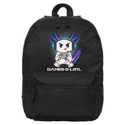 Axolotl Playing Console Video Games Gamesolotl Gaming 16 in Basic Backpack