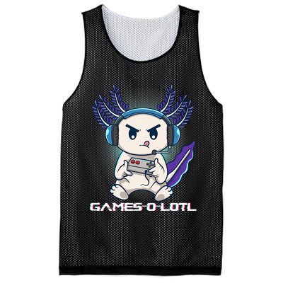 Axolotl Playing Console Video Games Gamesolotl Gaming Mesh Reversible Basketball Jersey Tank