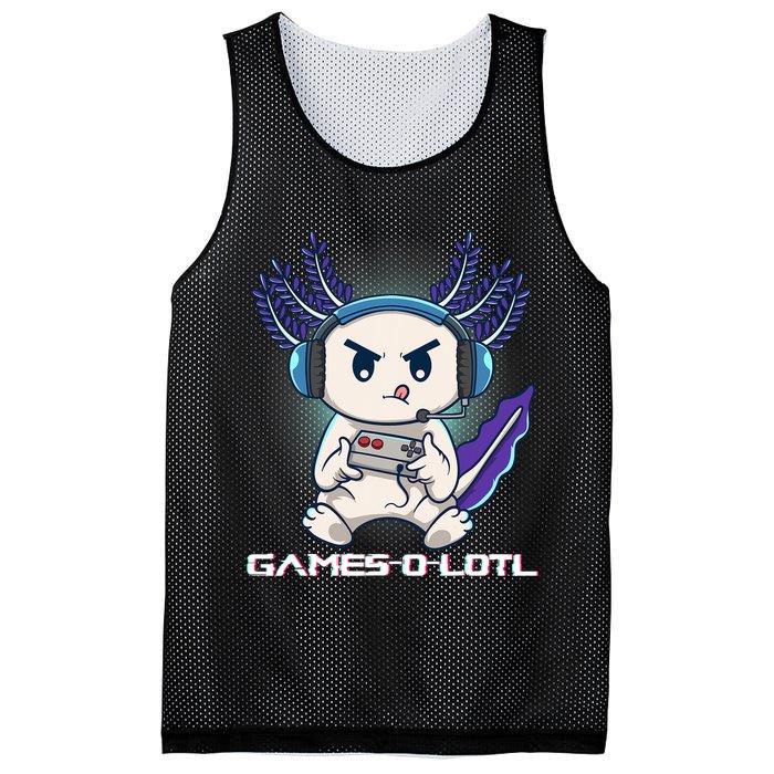 Axolotl Playing Console Video Games Gamesolotl Gaming Mesh Reversible Basketball Jersey Tank