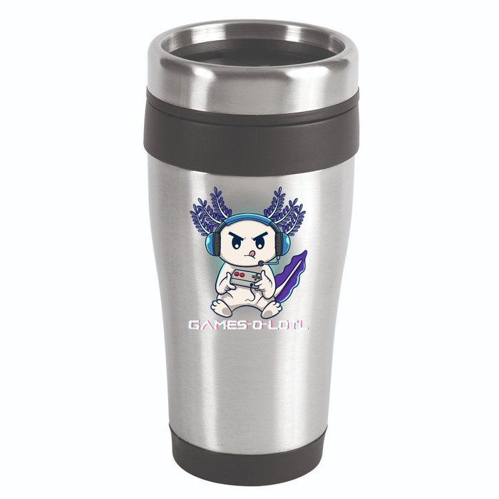 Axolotl Playing Console Video Games Gamesolotl Gaming 16oz Travel Tumbler