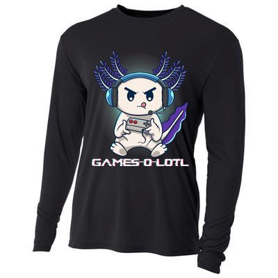 Axolotl Playing Console Video Games Gamesolotl Gaming Cooling Performance Long Sleeve Crew