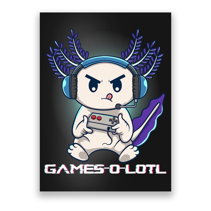 Axolotl Playing Console Video Games Gamesolotl Gaming Poster