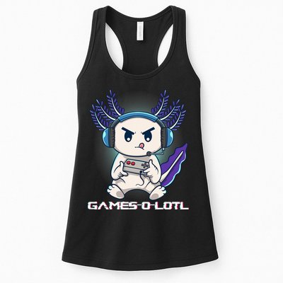 Axolotl Playing Console Video Games Gamesolotl Gaming Womens Tank Top