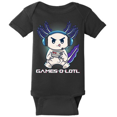 Axolotl Playing Console Video Games Gamesolotl Gaming Baby Bodysuit