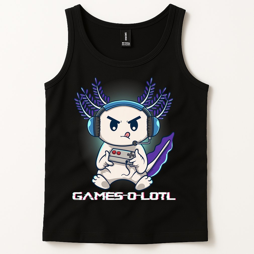 Axolotl Playing Console Video Games Gamesolotl Gaming Tank Top