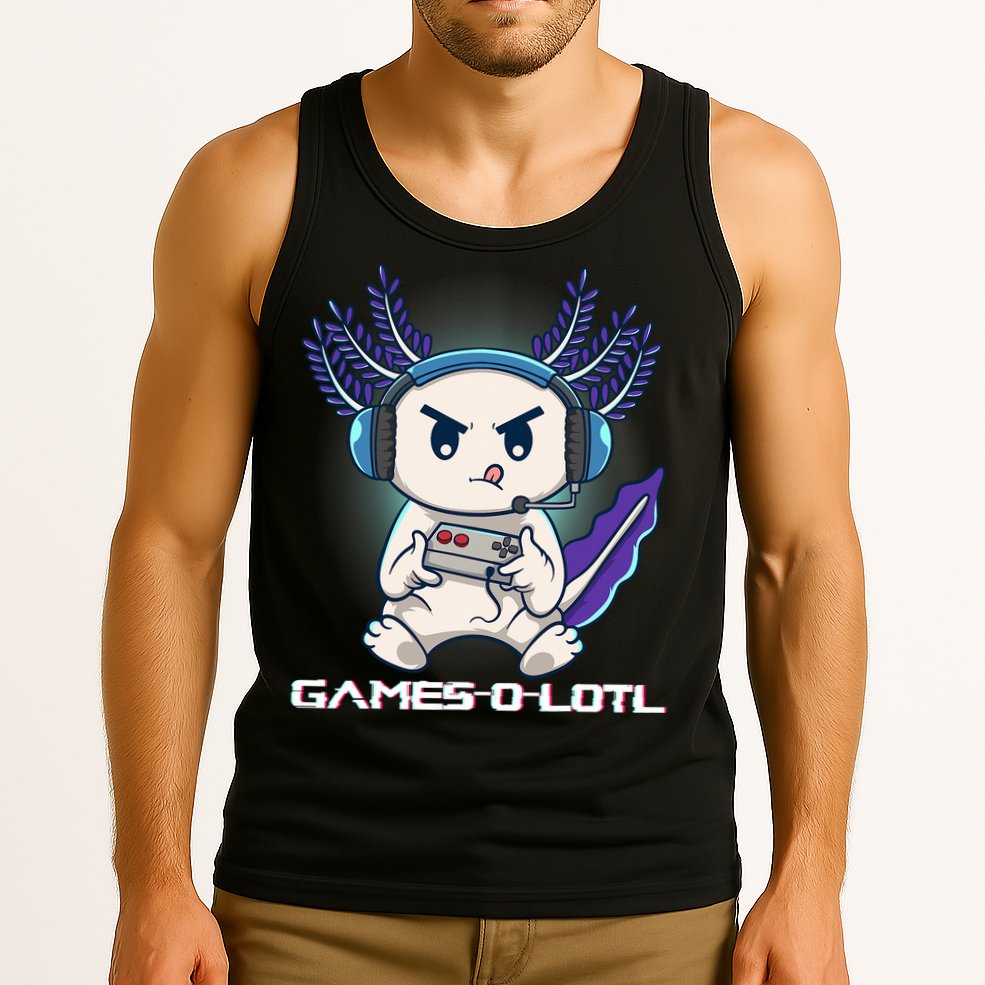 Axolotl Playing Console Video Games Gamesolotl Gaming Tank Top