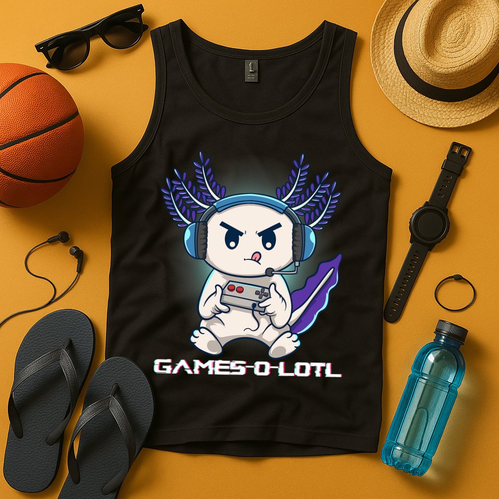 Axolotl Playing Console Video Games Gamesolotl Gaming Tank Top