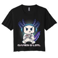 Axolotl Playing Console Video Games Gamesolotl Gaming Women's Crop Top Tee