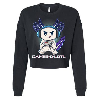 Axolotl Playing Console Video Games Gamesolotl Gaming Cropped Pullover Crew