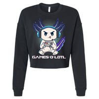 Axolotl Playing Console Video Games Gamesolotl Gaming Cropped Pullover Crew