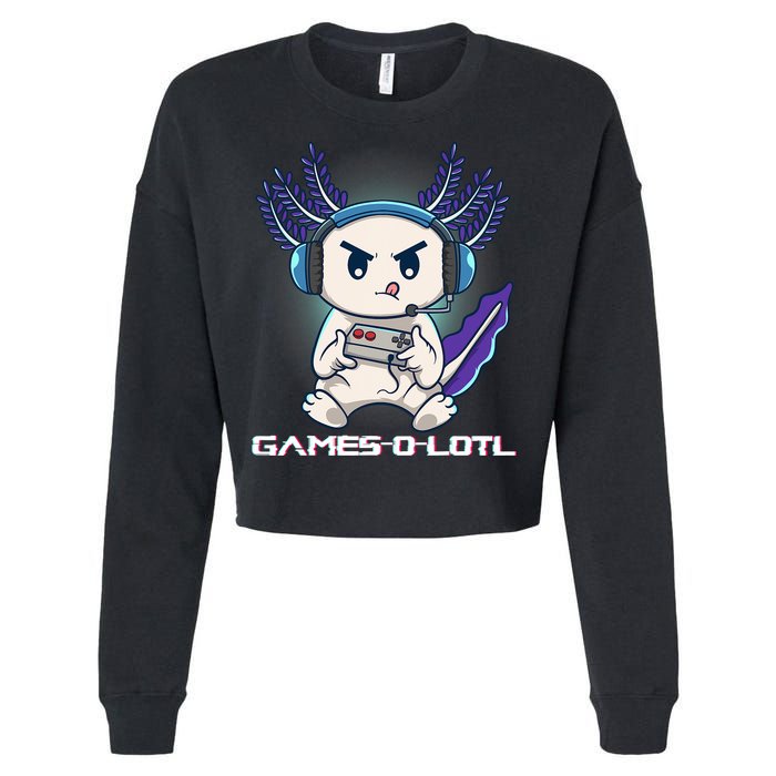 Axolotl Playing Console Video Games Gamesolotl Gaming Cropped Pullover Crew