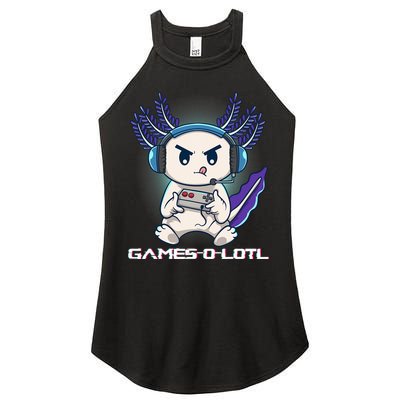 Axolotl Playing Console Video Games Gamesolotl Gaming Women's Perfect Tri Rocker Tank