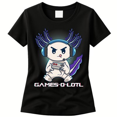 Axolotl Playing Console Video Games Gamesolotl Gaming Womens T-Shirt