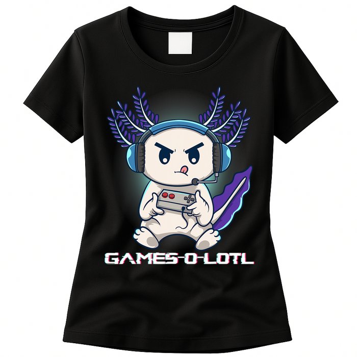 Axolotl Playing Console Video Games Gamesolotl Gaming Womens T-Shirt