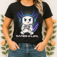 Axolotl Playing Console Video Games Gamesolotl Gaming Womens T-Shirt