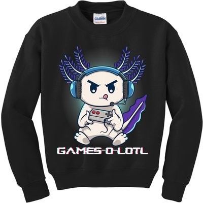 Axolotl Playing Console Video Games Gamesolotl Gaming Kids Sweatshirt