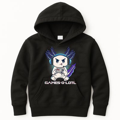 Axolotl Playing Console Video Games Gamesolotl Gaming Kids Hoodie
