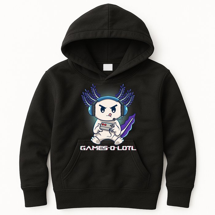 Axolotl Playing Console Video Games Gamesolotl Gaming Kids Hoodie