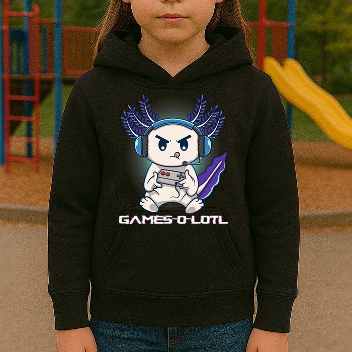 Axolotl Playing Console Video Games Gamesolotl Gaming Kids Hoodie