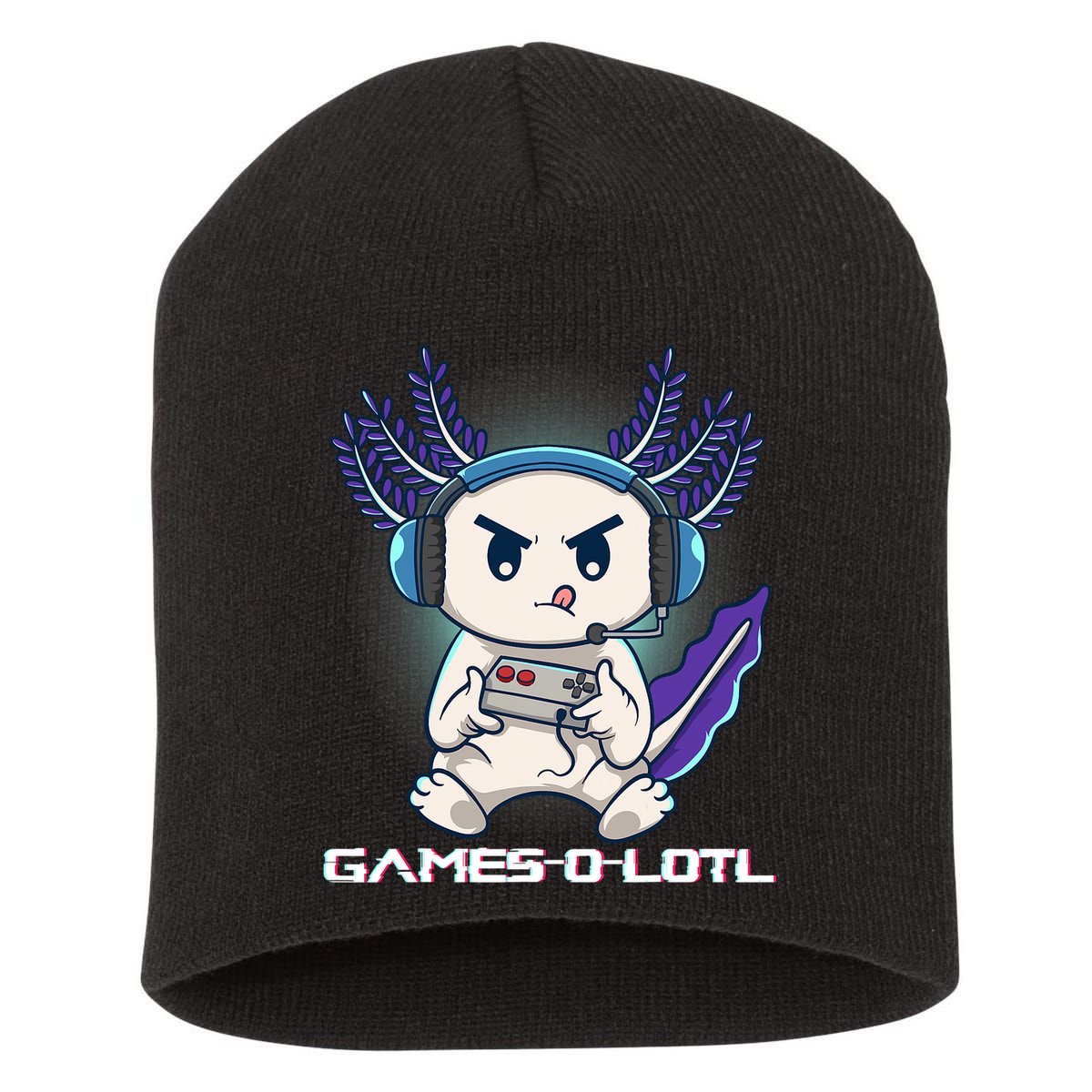 Axolotl Playing Console Video Games Gamesolotl Gaming Short Acrylic Beanie