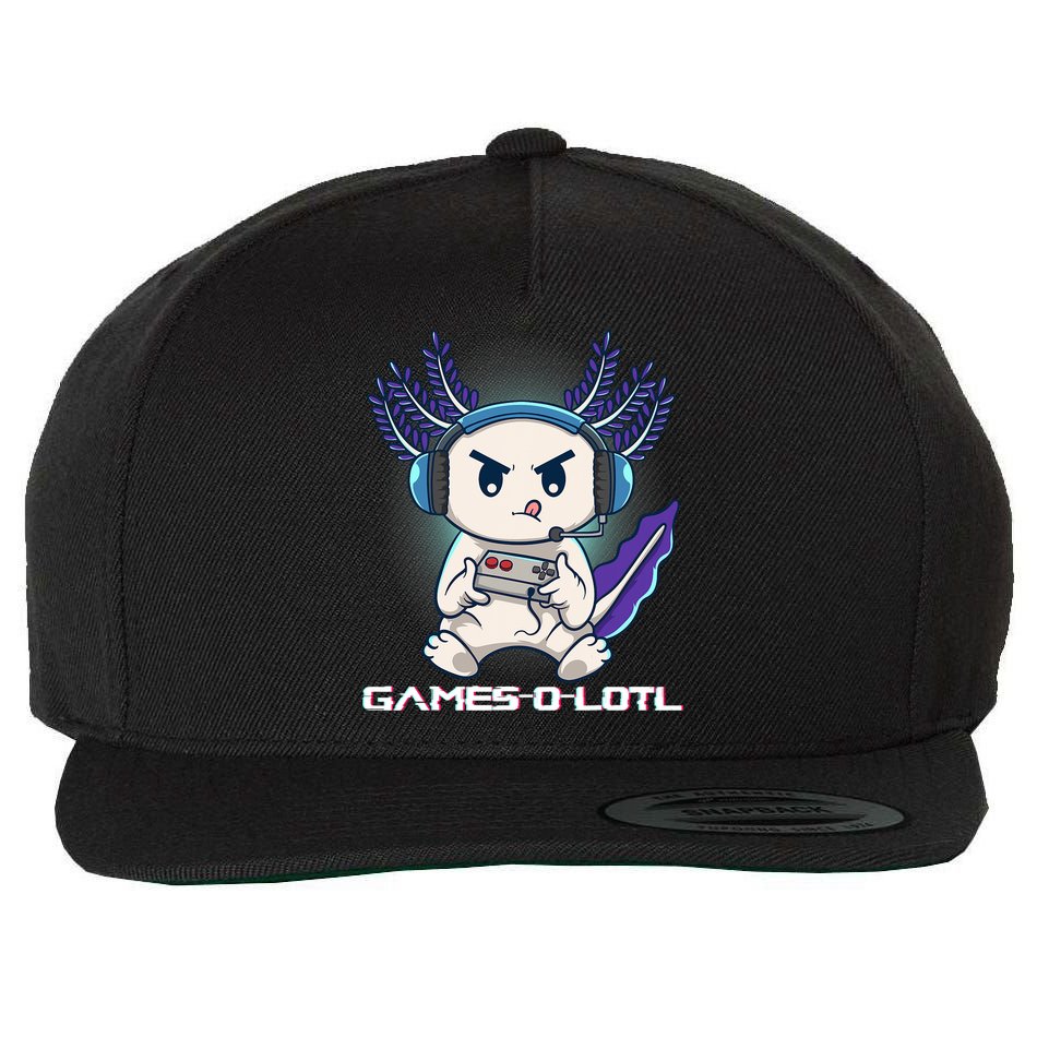 Axolotl Playing Console Video Games Gamesolotl Gaming Wool Snapback Cap